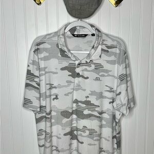 Travis Mathew Gray and White Camouflage Polo Shirt